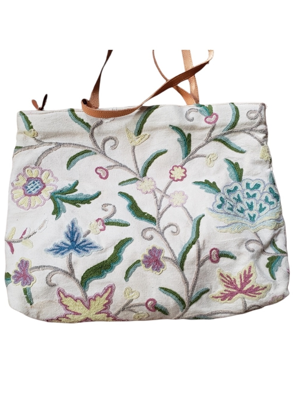 Large Vintage Floral Crewel Bag